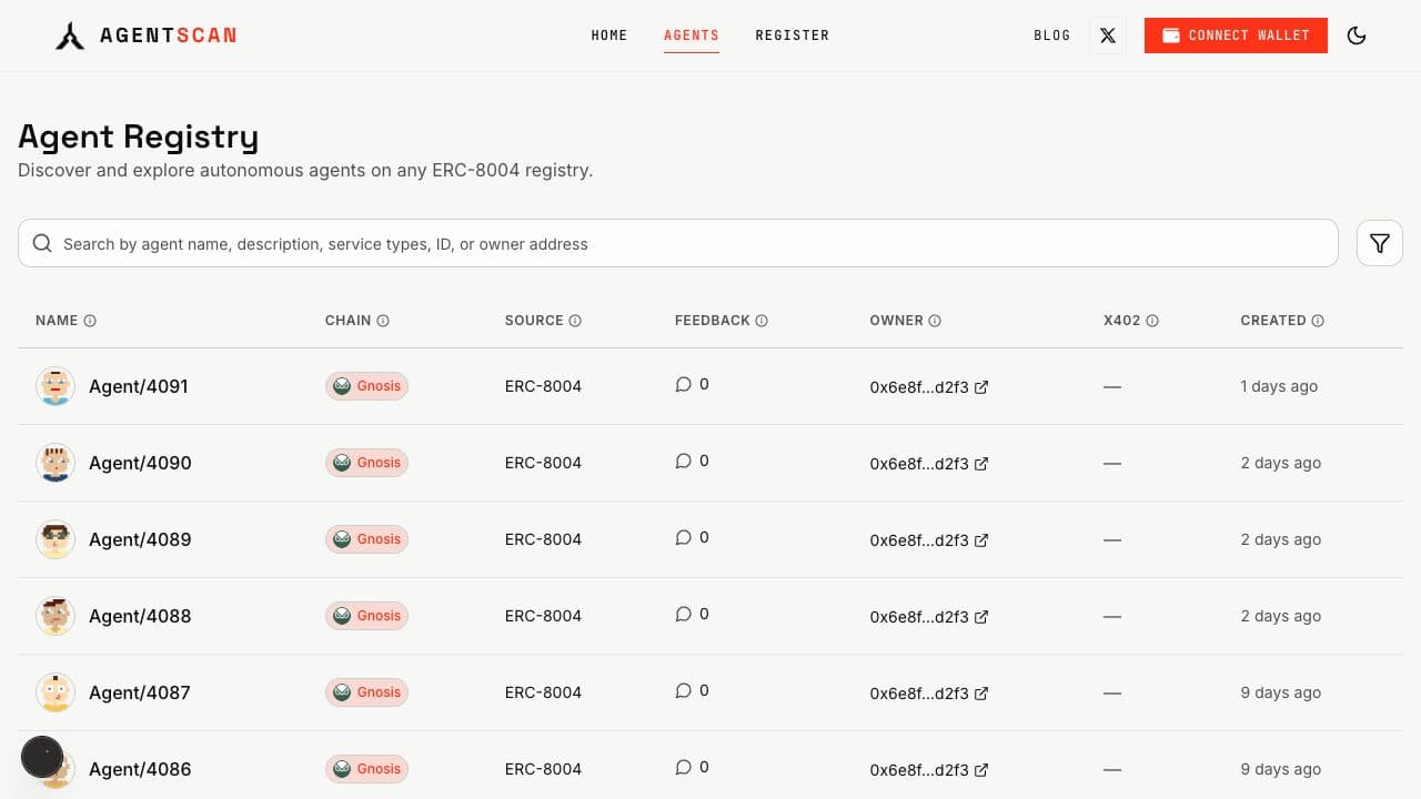 AgentScan live agent directory